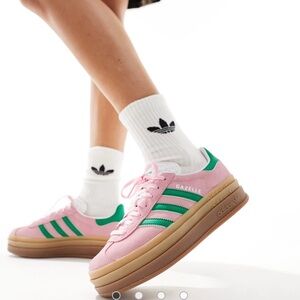 NEW! adidas Originals Gazelle Bold sneakers in light pink and green